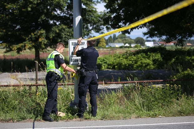 Delta police blocked off a portion of Ladner Trunk Road Wednesday after a fatal collision.