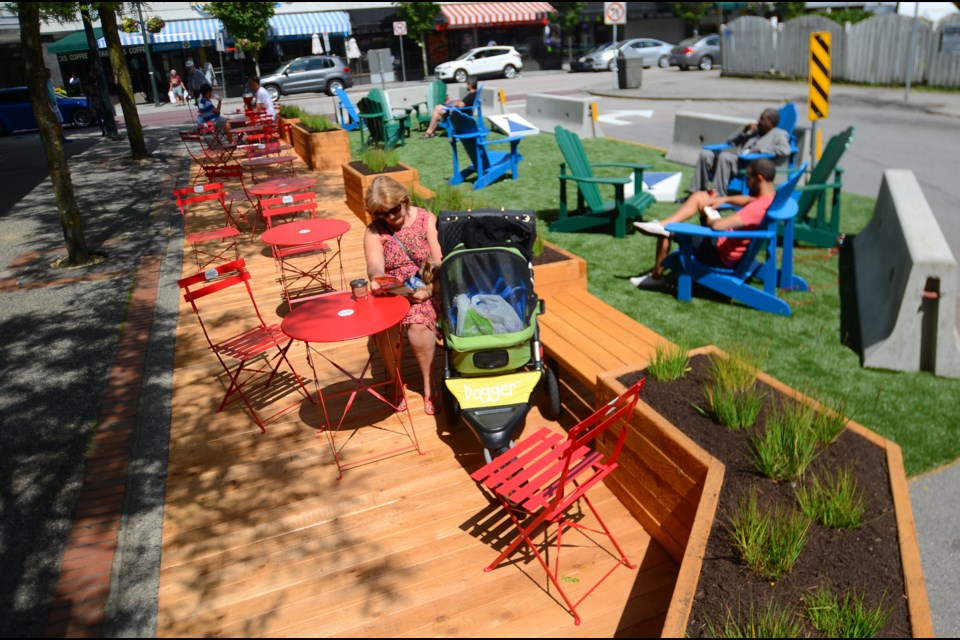 The Belmont Street parklet featured a "porch and lawn" design when installed in 2016. In response to issues,, some of the items have been removed since then - and the parklet is now set for a redesign to address community concerns.