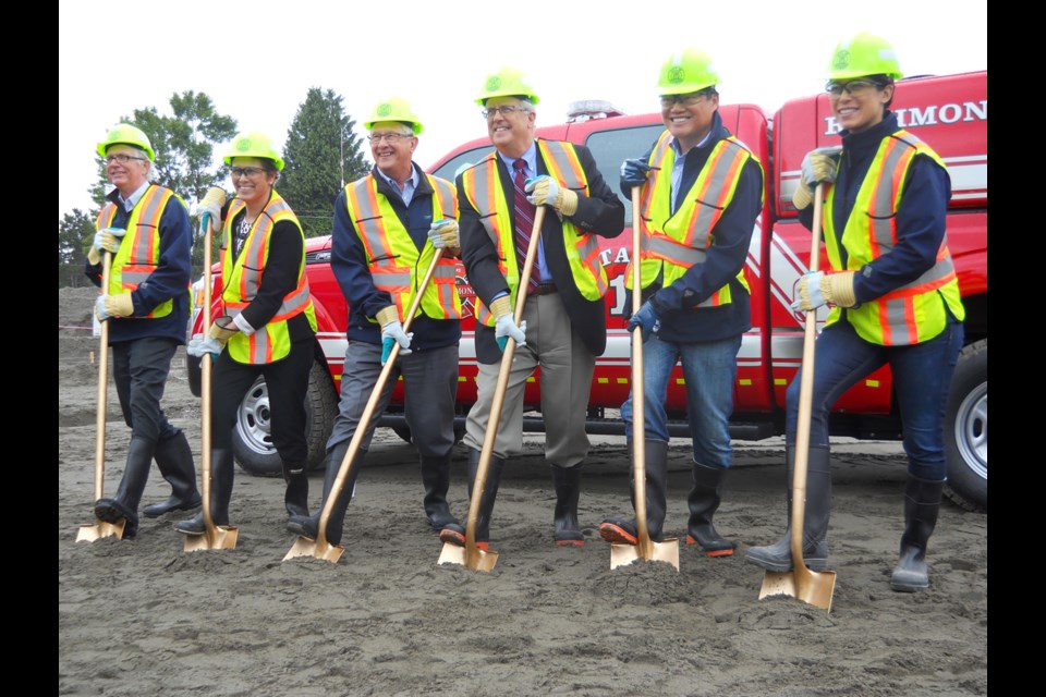 Richmond city council members break ground Thursday at the site of the new Fire Hall No. 1
