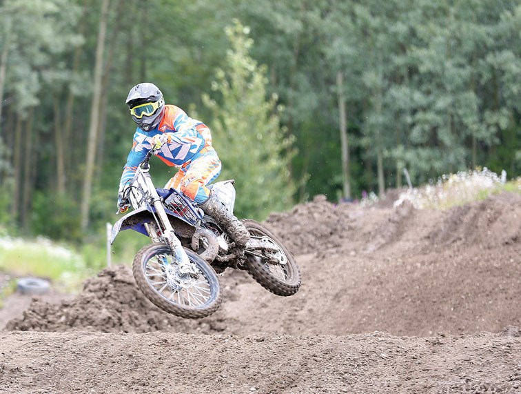 Steve Taylor makes his way around the track as he competes on Sunday in the 5th round of the MCQMX North Series that was held over this past weekend at Blackwater Motocross Park in Prince George. Citizen Photo by James Doyle July 10, 2016