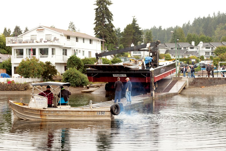 The barge HiBaller IV, built by H L Enterprises in Gibsons, was launched July 8 into Gibsons Harbour.
