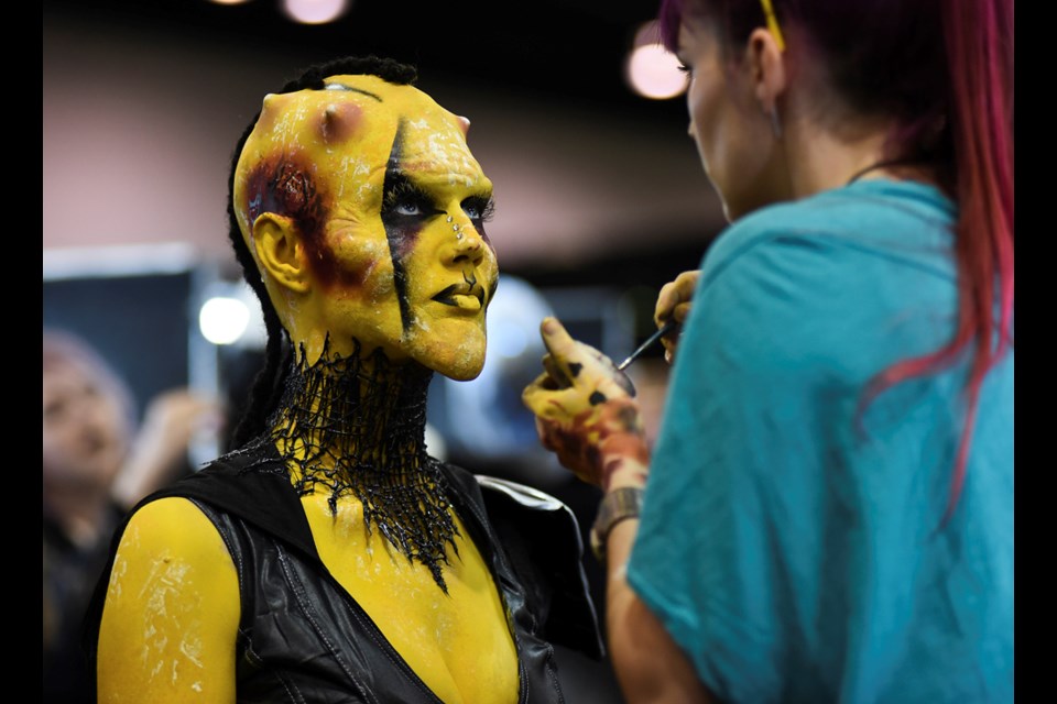 Blanche Macdonald Centre’s Eva Svobodova won second place for her Star Wars-inspired alien creation for the Battle of the Brushes character/prosthetic competition at the International Make-Up Artist Trade Show held at the Vancouver Convention Centre this past weekend. Photo Rebecca Blissett