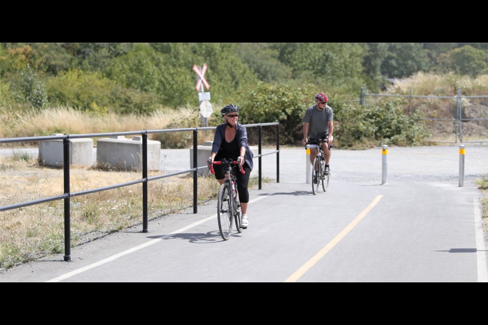 The bike trail ends at Admirals and Hallowell roads. A new section will link Hallowell and Maplebank roads, skirting the heart of the Esquimalt First Nation.
