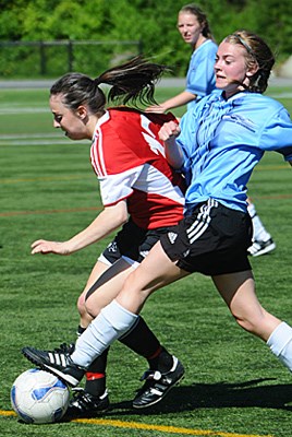 Seycove and St. Thomas More battled in a senior girls soccer match on May 14 with a berth in the provincial championships on the line.