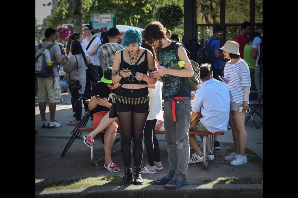 While organizers of Saturday’s Pokémon GO meet-up at Stanley Park canceled at the last minute because they were overwhelmed by the number of people who said they planned on attending, many still showed up to play the virtual-augmented computer game on their phones. Stanley Park is one of the many city landmarks that is home to different varieties of Pokémon creatures. Photograph by: Rebecca Blissett