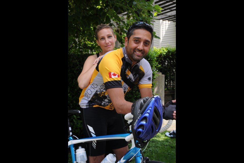 Adam Charania is biking in the Ride to Conquer Cancer. He is in remission for non-Hodgkin’s lymphoma, while his fiancée is undergoing follow up treatment for a rare form of uterine cancer.