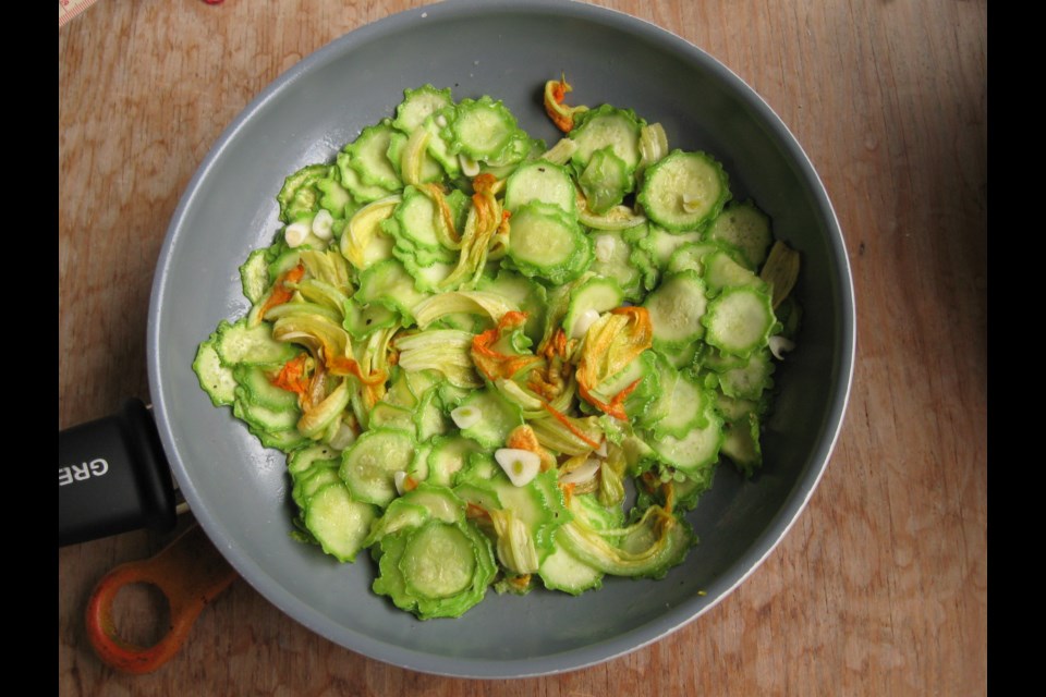 Whether cut into chunks or sliced thinly using a mandolin (above), zucchini is a good source of potassium, magnesium and fibre, as well as vitamins A, B-6 and C. Photo submitted