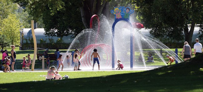 The Rotaract Spray Park in Lheidli T'enneh Memorial Park was a popular location Tuesday afternoon as we finally get some summer temperatures. Citizen photo by Brent Braaten July 26 2016
