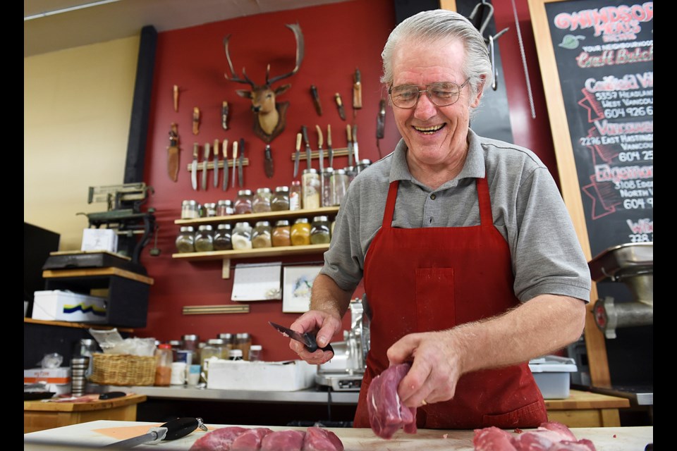 Longtime butcher Bernie McDougall, shown here at the MacKenzie Heights location of Windsor Meats, is retiring after 40 years. Photo Dan Toulgoet