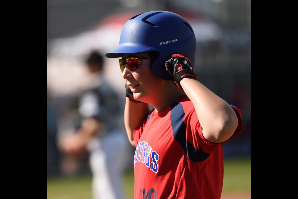 Hastings Little League first baseman Liam MacLean went yard in Wednesday's 14-4 win over Team Quebec.