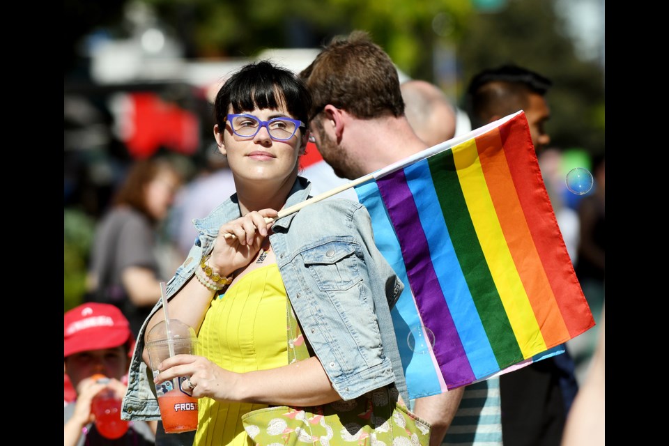 Aimee Ouelette sports her rainbow flag for Pride.