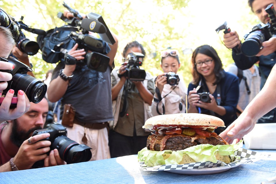 Can you handle the "Hercules?" The 10-pound hamburger sells for $70 at the Fair at the PNE. Photo Dan Toulgoet