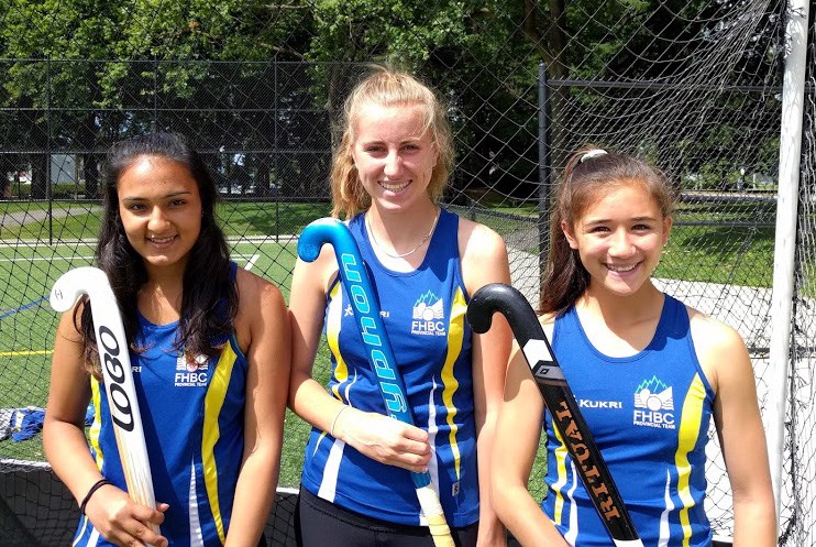 Richmond field hockey's (left to right) Aish Sander, Georgia Booker and Dakota Chan participated at their respective national championships this summer on B.C. teams.
