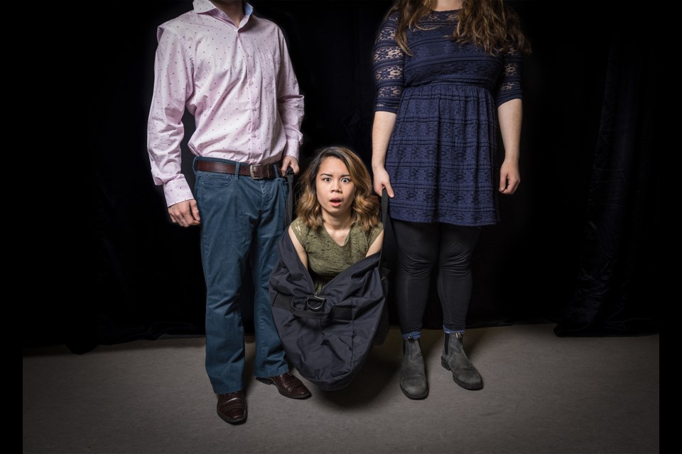 Jolene Bernardino (foreground) with Andrew Lynch and Naomi Vogt in Carry On: A Musical. The Awkward Stage Productions show is playing at the Vancouver Fringe Festival.