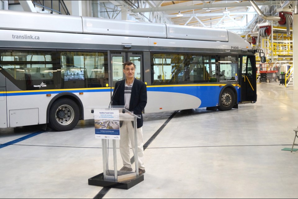 Steveston-Richmond East MP Joe Peschisolido opened the new Hamilton Transit Centre on Friday. Photo by Graeme Wood/Richmond News