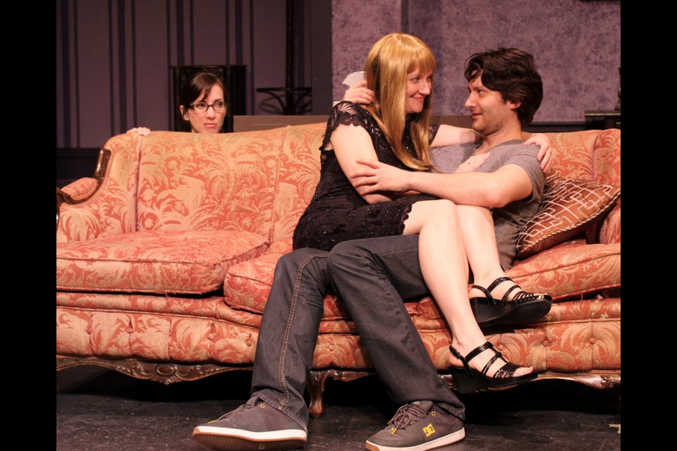 Tracy Labrosse, Heather Evens and Alex Ross in the Vagabond Players’ production of Body and Soul, opening Oct. 6 at Bernie Legge Theatre.