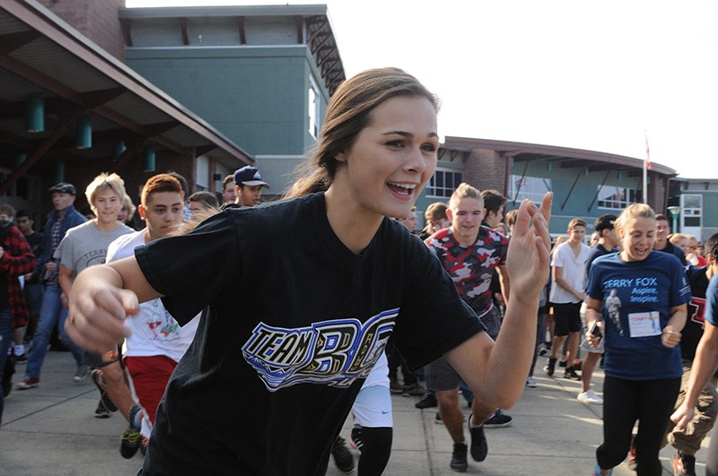 Cassandra Gill is the first female student to finish the Terry Fox School Run.