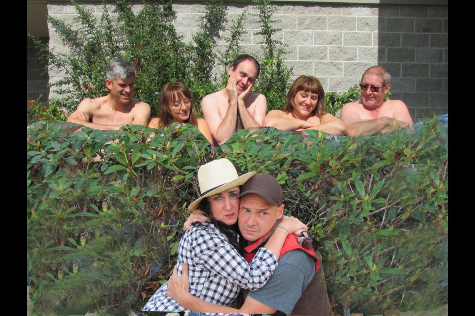 Front: Alexandra Wilson and Ray Boulay, with (back, from left) Dan Jabour, Sarien Slabbert, Ryan Johnson, Sharon Notarrigo and Richard Pare, in Stage 43’s Bare Bear Bones.