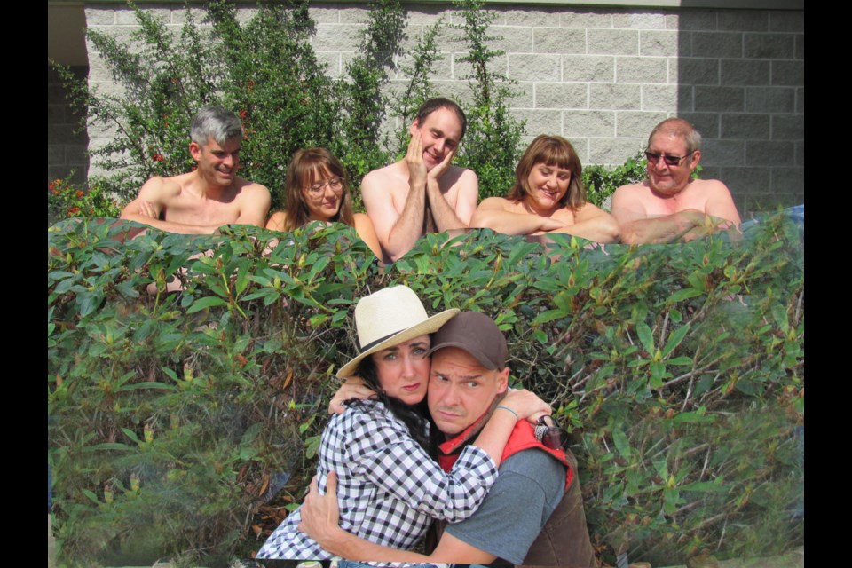 Alexandra Wilson and Ray Boulay, with (back, from left) Dan Jabour, Sarien Slabbert, Ryan Johnson, Sharon Notarrigo and Richard Pare, in Stage 43’s Bare Bear Bones.