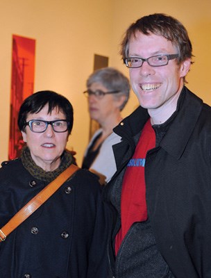 Exhibiting artist Cheryl Sourkes and David Layton