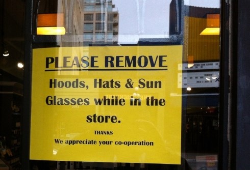 Remove hoods sign