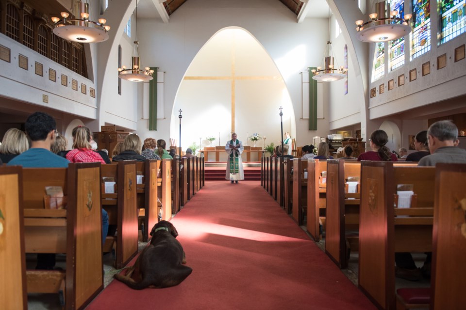 Sunday’s blessing of the animals ceremony at St. John’s Shaughnessy Anglican church was performed by archdeacon John Stephens. Photograph by: Rebecca Blissett