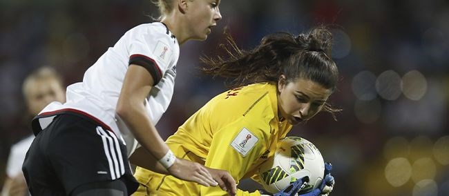 Canadian netminder Lysianne Proulx was named the FIFA Player of the Match after backstopping the u17 women's national team to a 1-1 tie with Germany at the World Cup in Jordan this week.