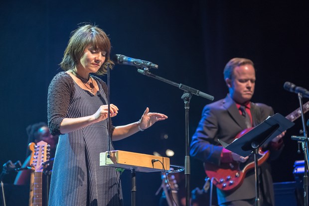 For the Ziggy Stardust shows Winnipeg musician Keri Latimer performed "Soul Love" in the first set and then followed that up with a cover of "The Man Who Sold the World" in the second. On the latter song she accompanied herself on the theremin, an eerie-sounding, early electronic instrument first introduced in Soviet Russia in the 1920s. Bowie would have loved it.