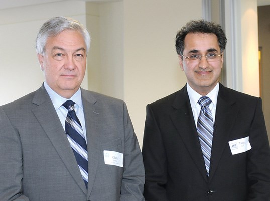 Clark Quintin, chairman of the Lions Gate Hospital Foundation, and Tony Gill, of IBI Group, an event sponsor