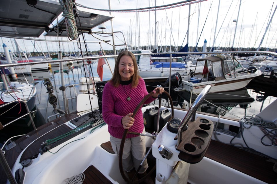 Jeanne Socrates left Victoria Nov. 13 in her second attempt this year to be the oldest person to sail around the world unassisted. Storm damage to her boat has forced her to call off the attempt.