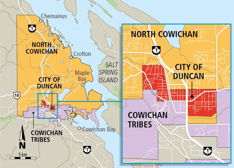 Duncan and North Cowichan map