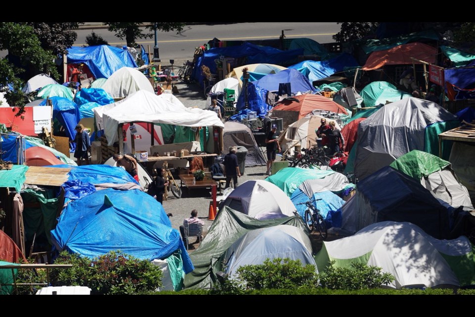 Tent city, on the grounds of the Victoria courthouse. June 2016.