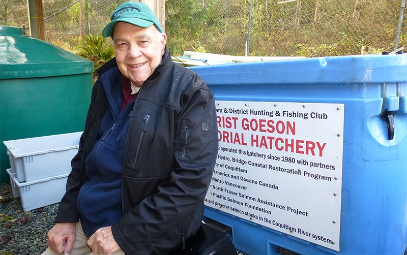 Norm Fletcher, hatchery co-ordinator for the Grist Goeson Memorial Hatchery, which is the largest salmon hatchery in the Tri-Cities, raising chinook and coho salmon to supplement wild stocks in the Coquitlam River.