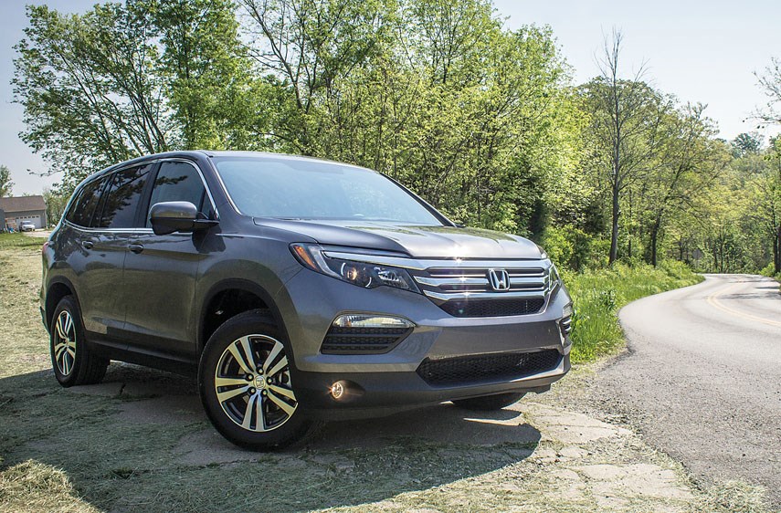 The Honda Pilot is surprisingly quick and nimble for a three-row SUV, while also offering a comfortable and well-thought-out cabin. The exterior design is smoother than many of its angrier looking rivals. It is available at Pacific Honda in the Northshore Auto Mall. photo by Brendan McAleer