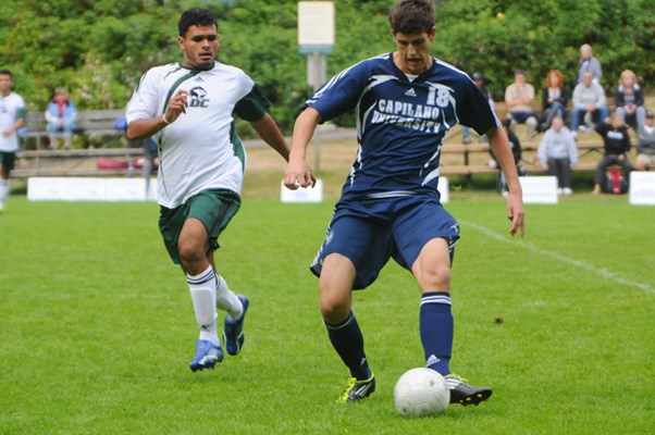 Cap's Thomas Arnott takes possession during the game.