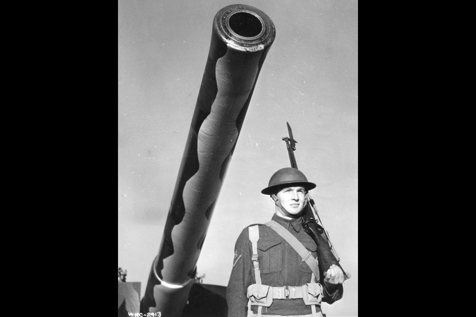 The anti-aircraft gun that used to boom on the west dyke at Steveston Highway, right outside of Harold Steves’ bedroom window during the Second World War. The base on Steveston Highway was also home to anti-ship guns.