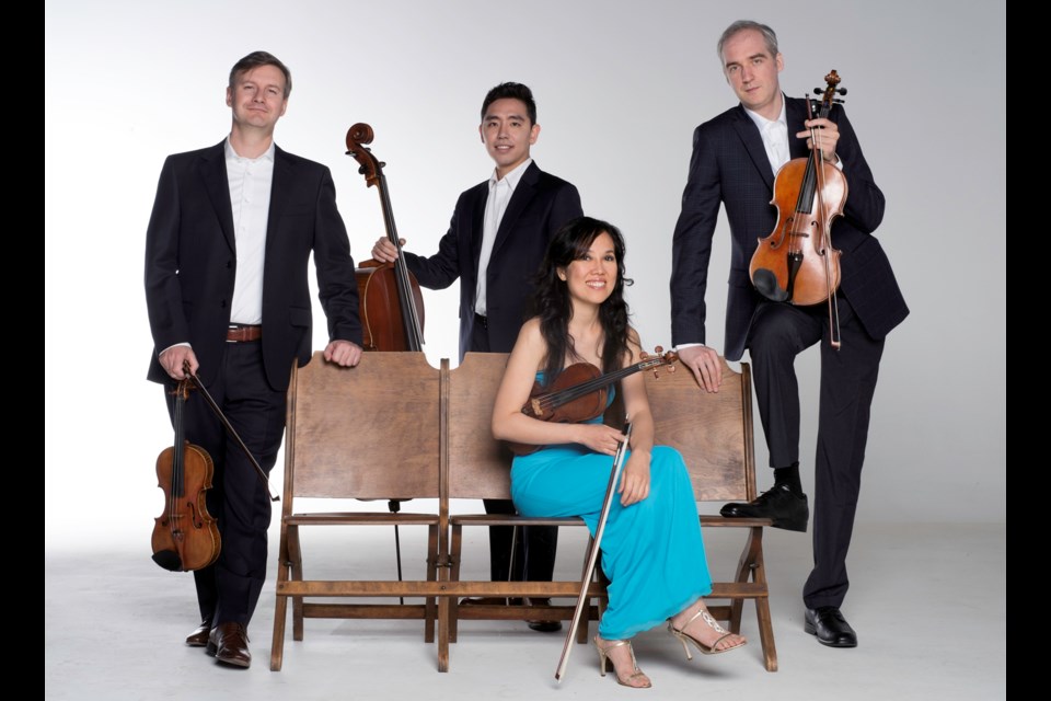 The Borealis String Quartet, including Burnaby cellist Sungyong Lim (back, centre), is onstage this weekend at the Surrey Arts Centre.