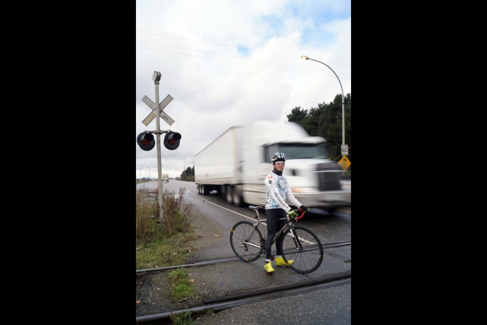 A new bike path on Westminster Highway is not only covered in shrapnel-like materials from passing vehicles, it also ends in a dangerous bottleneck around No. 9 Road, says cyclist Geordie McGillivray.