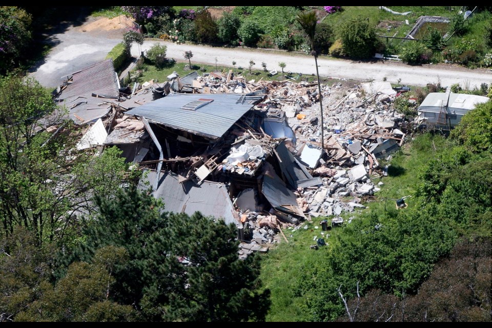 The homestead destroyed by Monday's 7.8-magnitude quake, which killed resident Louis Edgar, near Kaikoura, New Zealand.