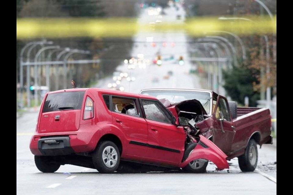 Two people died Sunday in this crash on King George Boulevard in Surrey.