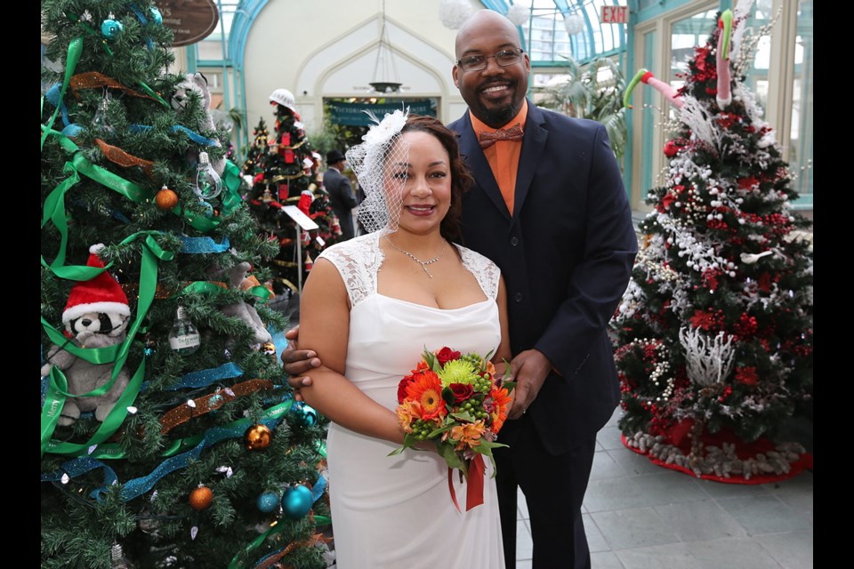 Newlyweds Brenna and Cory Young from Seattle were surprised to find the Festival of Trees taking place here on U.S. Thanksgiving.