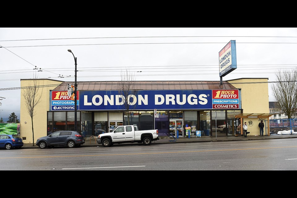 London Drugs expects to make an announcement about land it owns on Hastings Street in Hasting-Sunrise in late 2016, early 2017. It put a development on hold in 2013 due to poor market conditions. Photo Dan Toulgoet