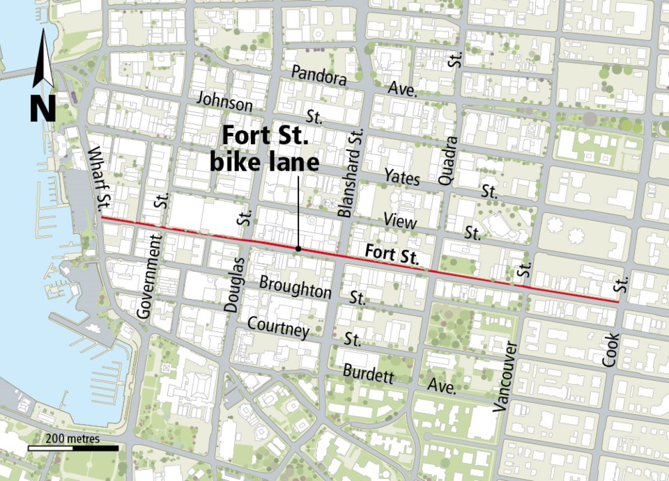 Fort Street bike lane map