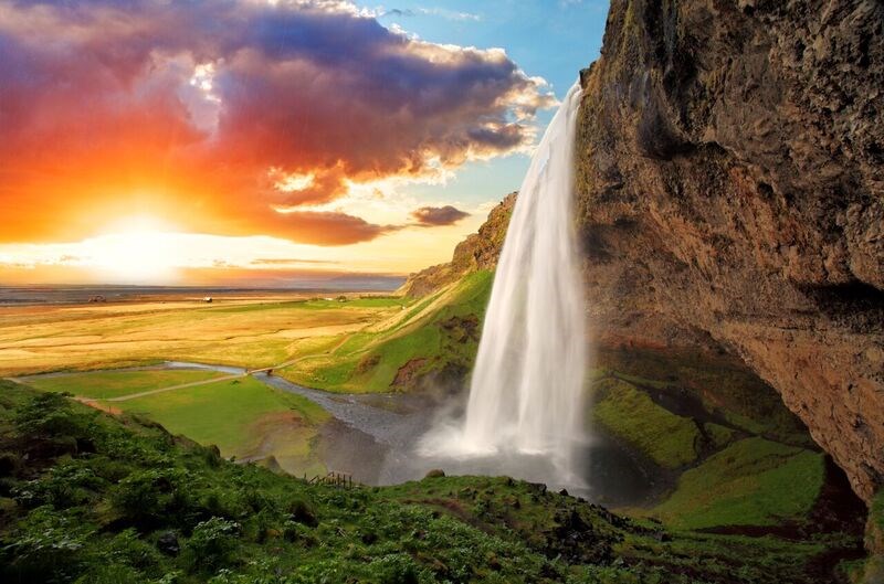 You can actually walk behind the Skogafoss waterfall and experience the power of the water falling over the 60-metre-high cliff.