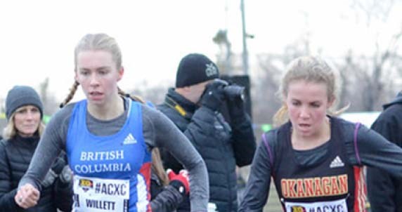 Riverside secondary track and field athlete Olivia Willett, left, competes in the Canadian National