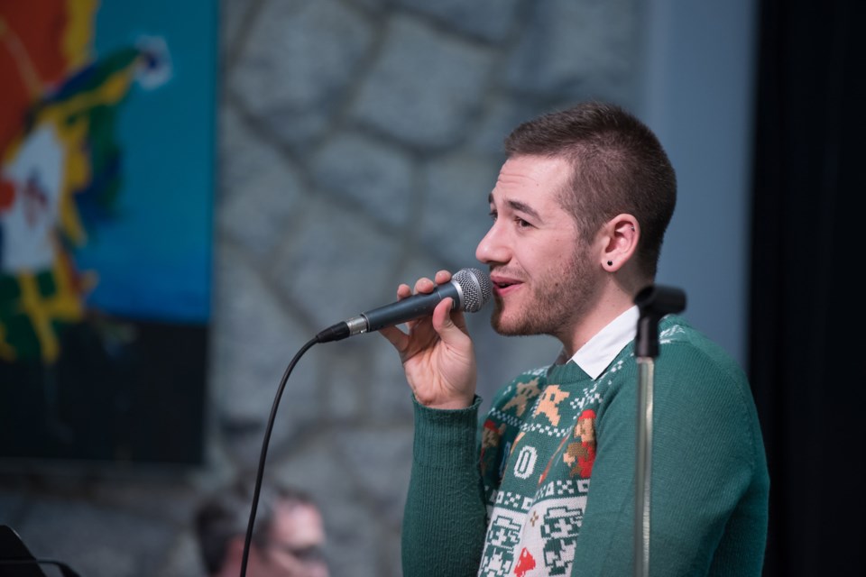 Crooner Stephen Scaccia entertains at the Seasonal Celebration.