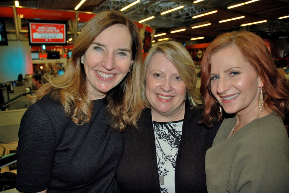 Anne Penman, Shiral Tobin and Amy Bell were all smiles after a record $780,000 was raised during the 30th annual CBC Open House and Food Bank Day. Penman initiated the food drive in 1986. The original campaign in 1986 raised $462.