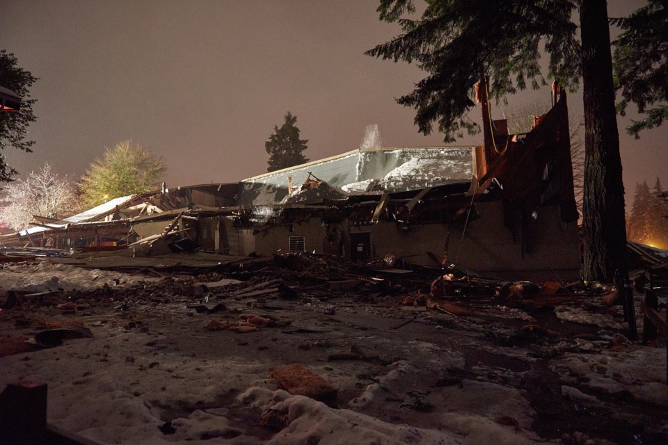 The roof of Queen’s Park Arenex collapsed under the weight of the snowfall accumulations Monday night.