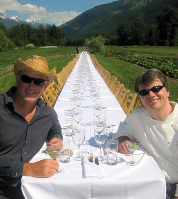 Table was set for founder Jim Denevan and Araxi's James Walt to welcome 144 guests to their farm to table Outstanding in the Field dinner.