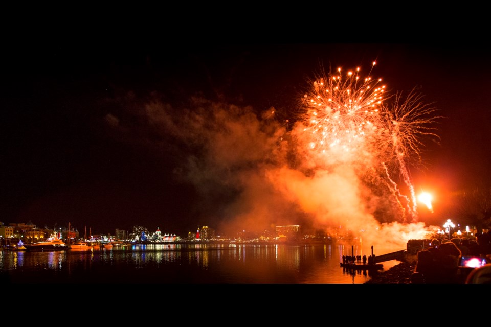 Fireworks capped the celebrations at Victoria's Spirit of 150 party in the Inner Harbour.